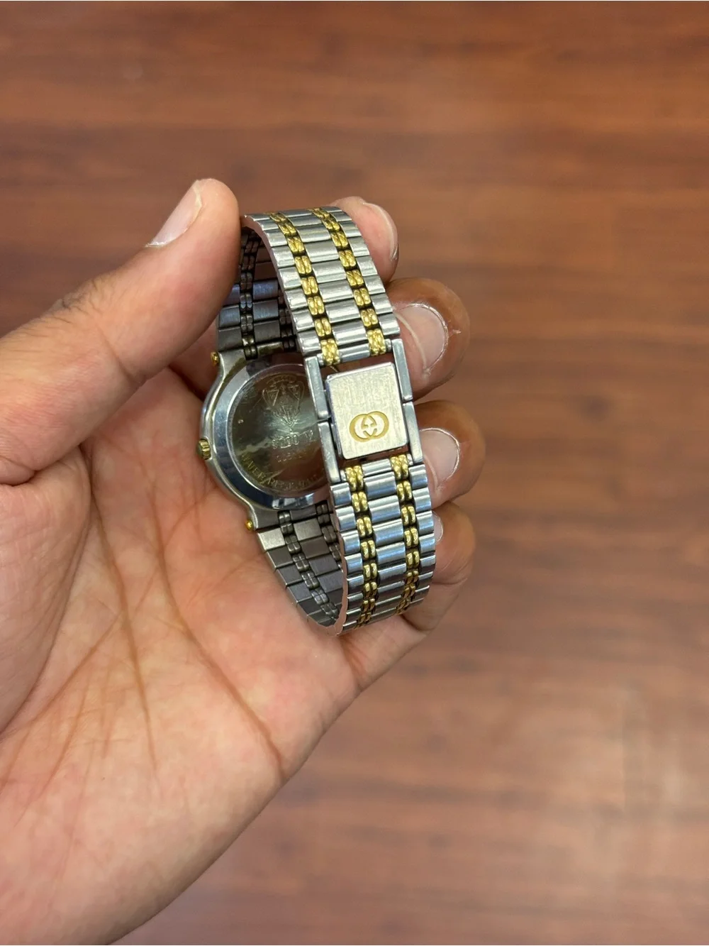 Gucci vintage Two-Tone Silver and Gold Mens  Watch with Gray Dial